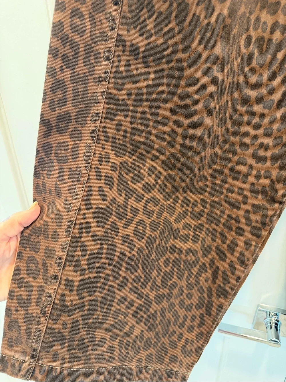 Brand NEW - Damson Madder Free People Brown Leopard Print Wide-Leg Jeans - Picture 8 of 11